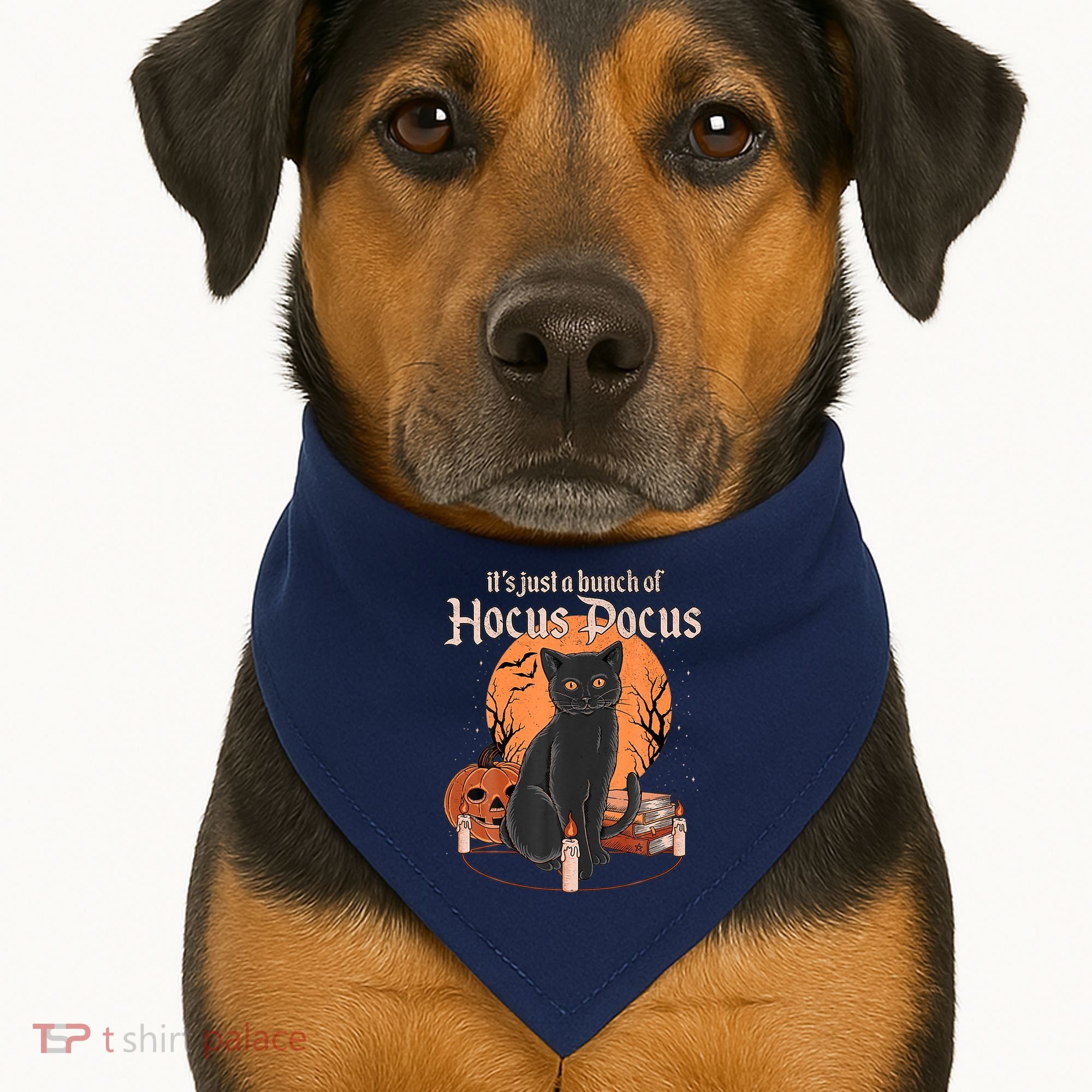 It's Just A Bunch Of Hocus Pocus Black Cat Halloween USA-Made Doggie Bandana