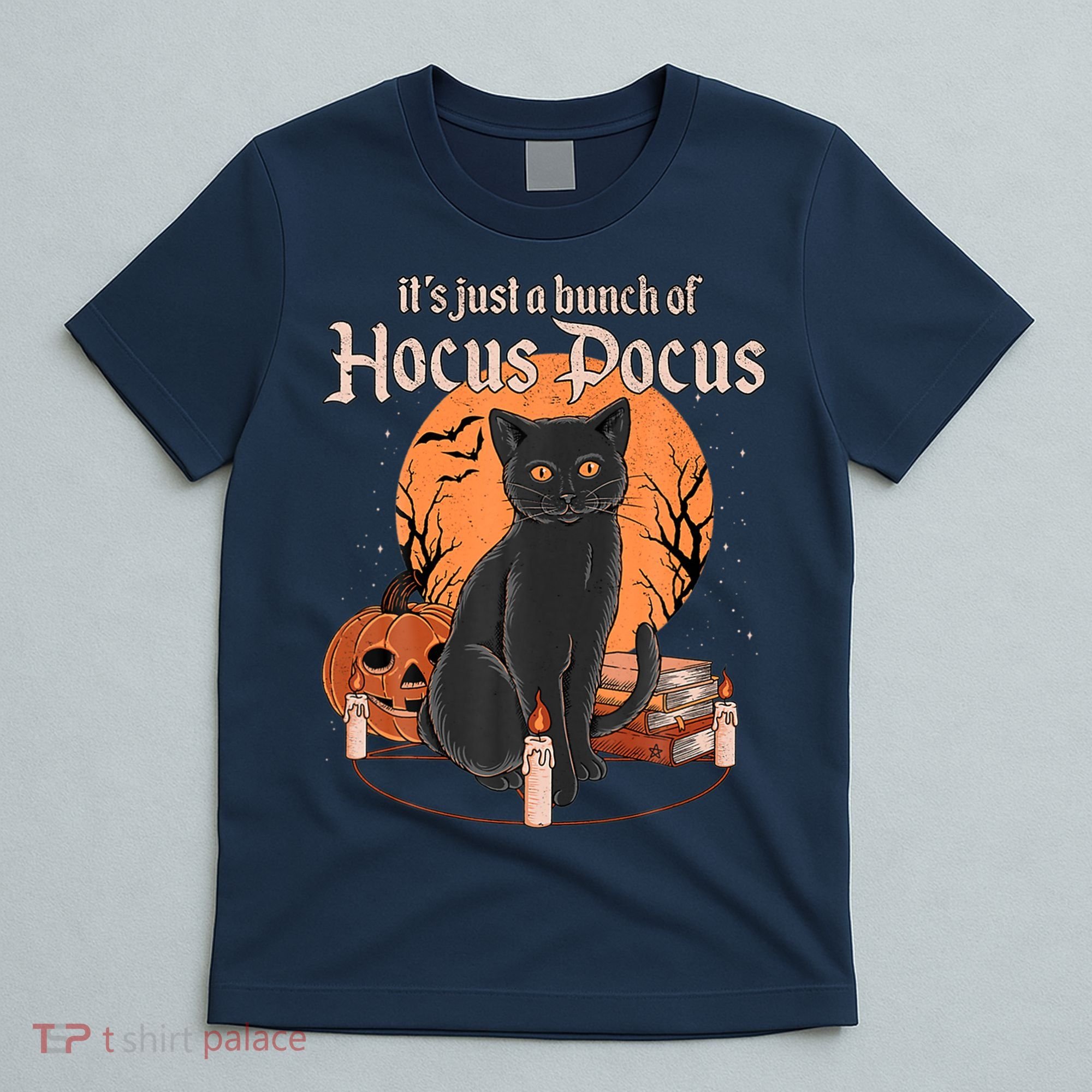 It's Just A Bunch Of Hocus Pocus Black Cat Halloween T-Shirt