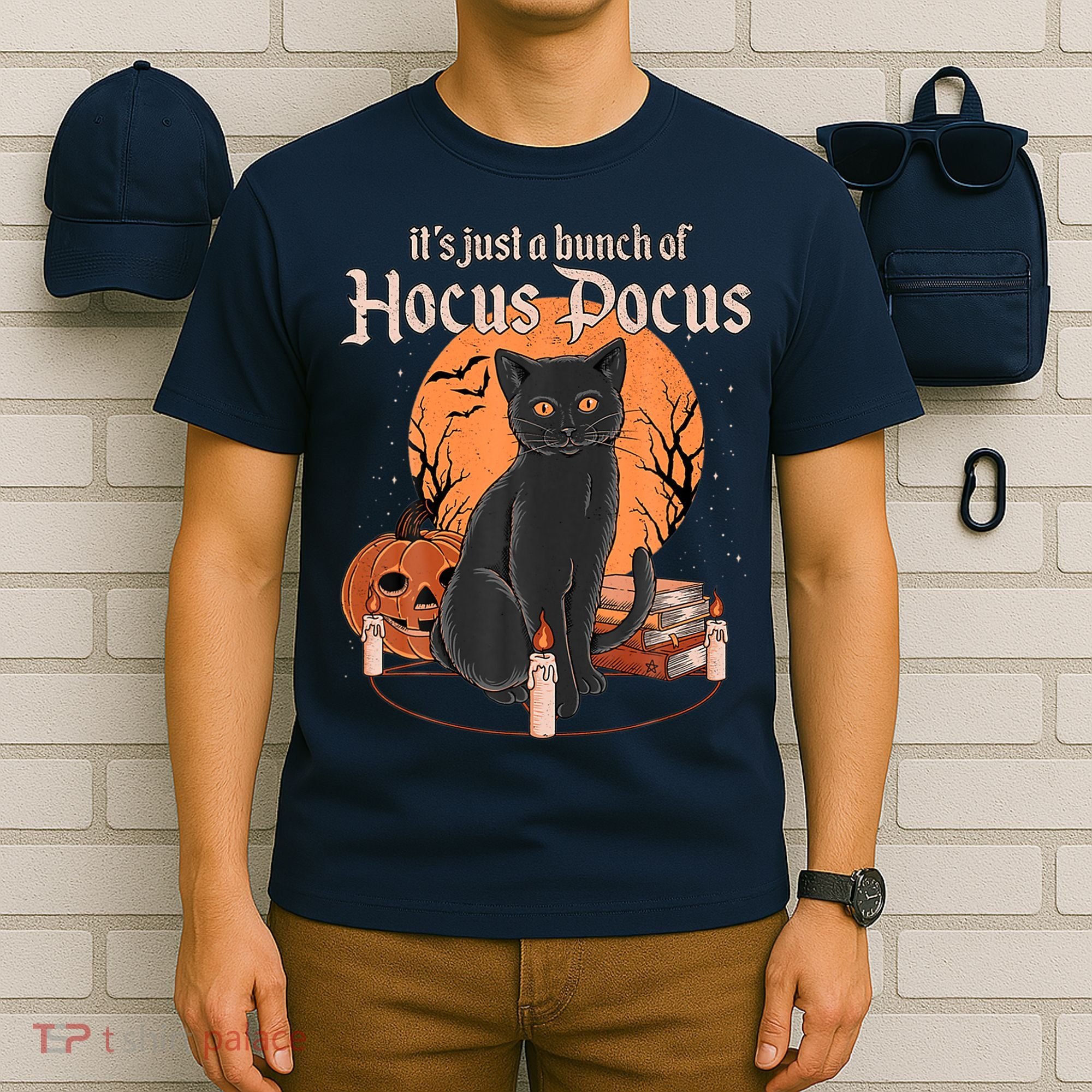 It's Just A Bunch Of Hocus Pocus Black Cat Halloween T-Shirt