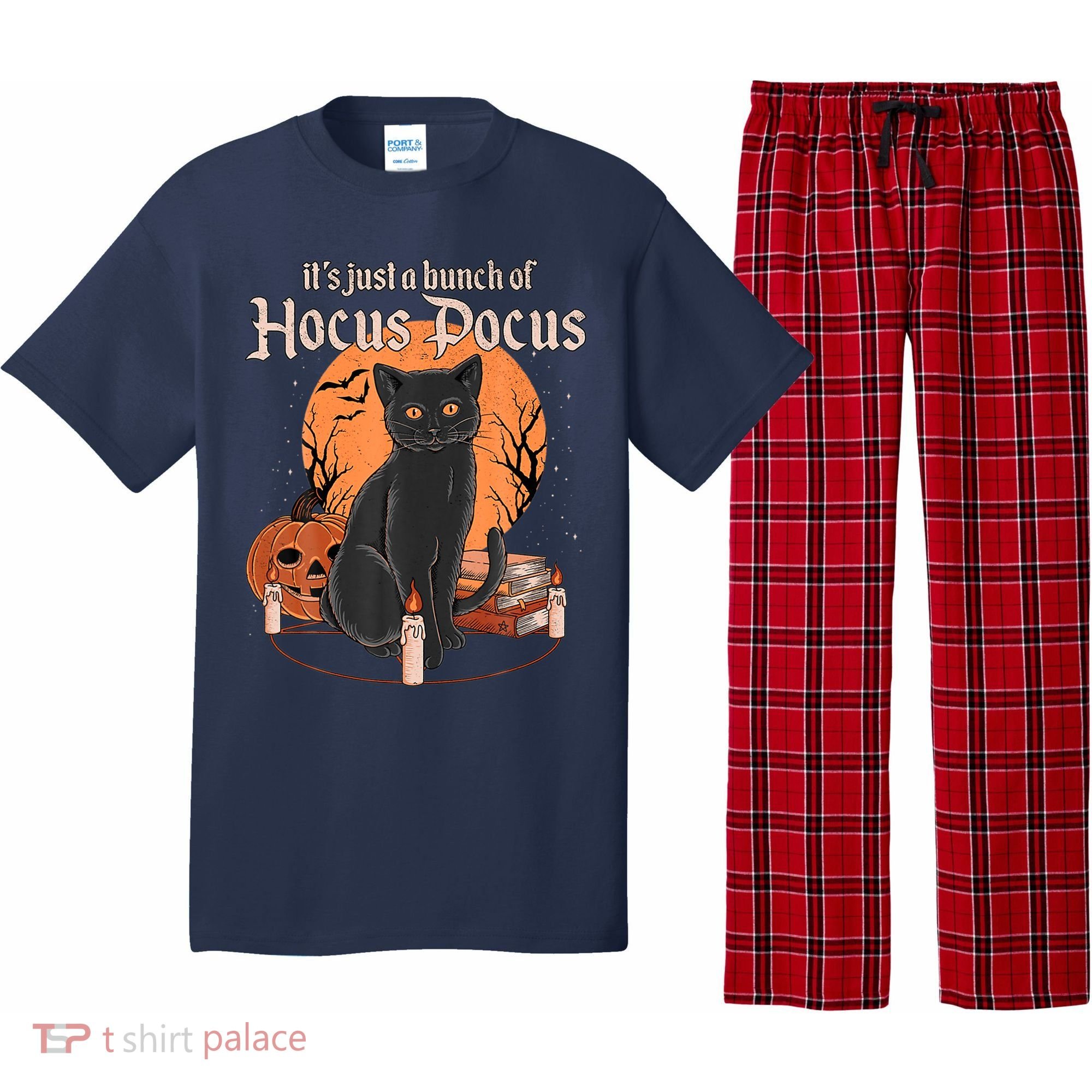It's Just A Bunch Of Hocus Pocus Black Cat Halloween Pajama Set