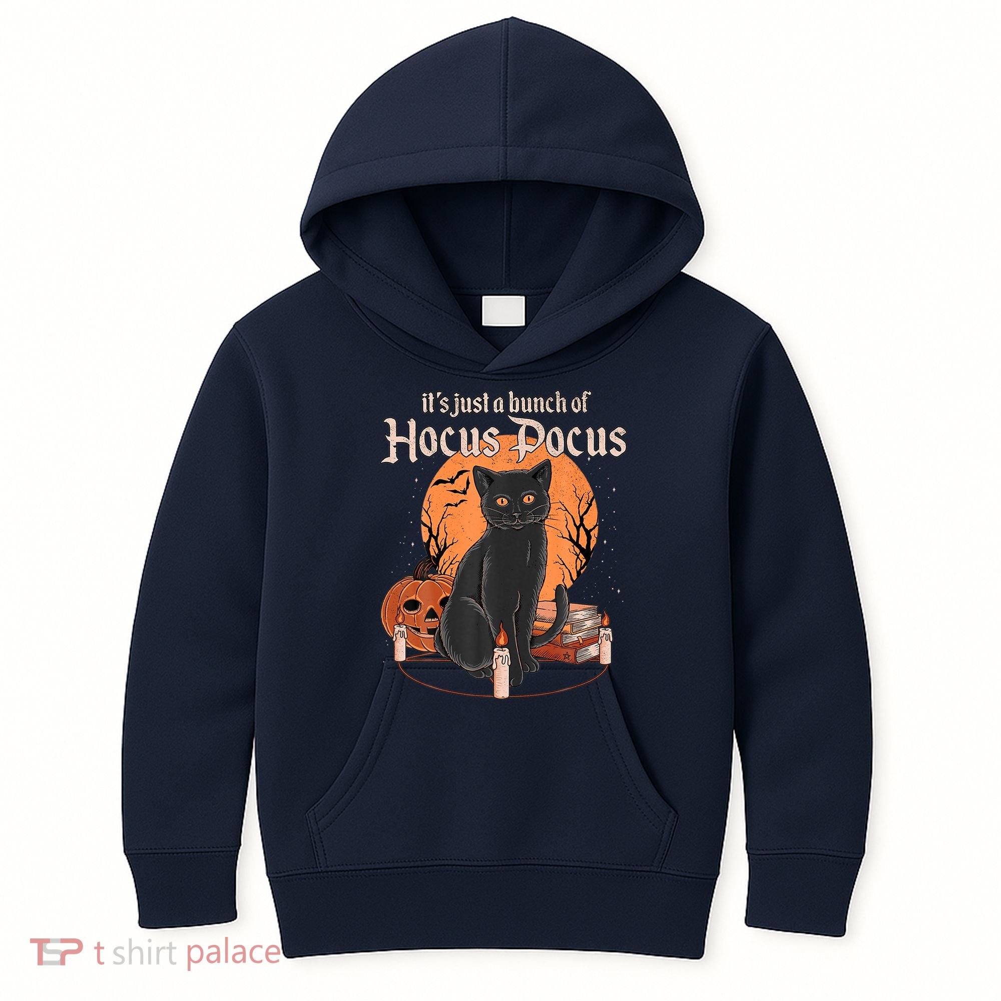 It's Just A Bunch Of Hocus Pocus Black Cat Halloween Kids Hoodie