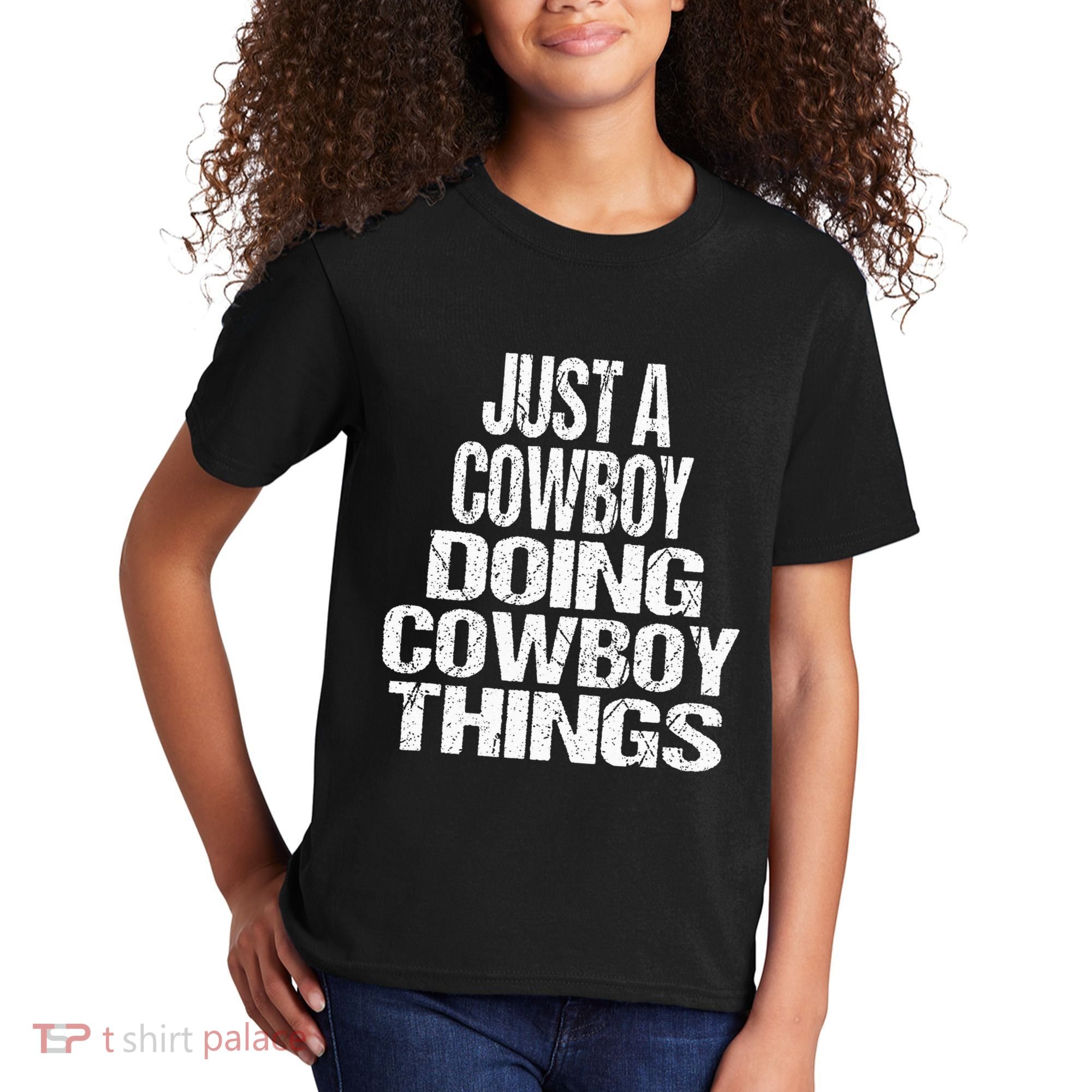 IM Just A Cowboy Doing Cowboy Things Gift Rodeo Kids T-Shirt