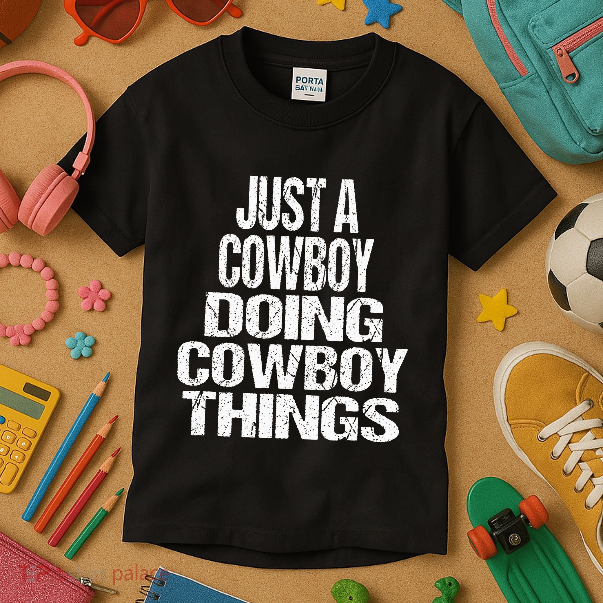 IM Just A Cowboy Doing Cowboy Things Gift Rodeo Kids T-Shirt