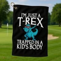 Im Just A T Rex Trapped In A Body Dinosaur Golf Towel thumb 1