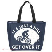 It's Just A Hill Get Over It Funny MTB Mountain Bike Tote Bag thumb 0