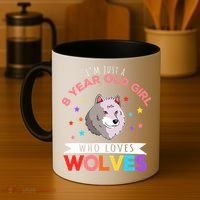I'm Just A 8 Year Old Who Loves Wolves Wolf Lover Coffee Mug thumb 4