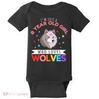 I'm Just A 8 Year Old Who Loves Wolves Wolf Lover Baby Bodysuit thumb 0