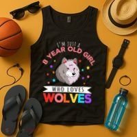 I'm Just A 8 Year Old Who Loves Wolves Wolf Lover Tank Top thumb 4