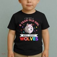 I'm Just A 8 Year Old Who Loves Wolves Wolf Lover Toddler T-Shirt thumb 2