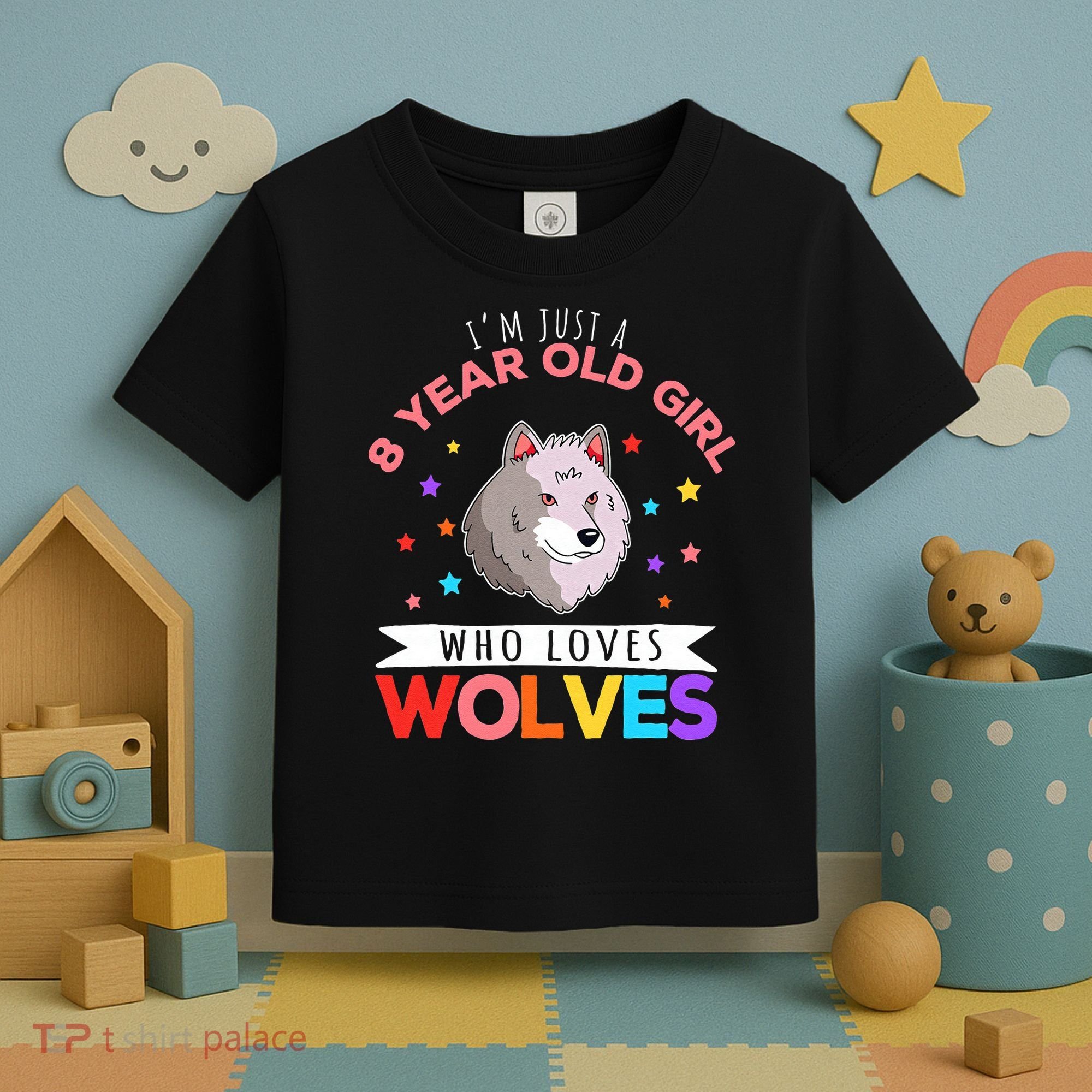 I'm Just A 8 Year Old Who Loves Wolves Wolf Lover Toddler T-Shirt