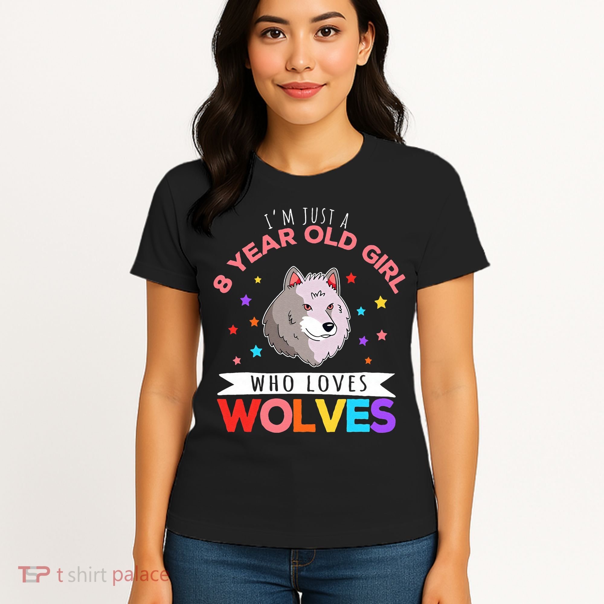 I'm Just A 8 Year Old Who Loves Wolves Wolf Lover Women's T-Shirt