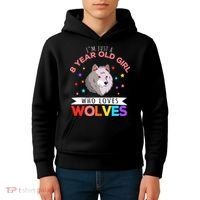 I'm Just A 8 Year Old Who Loves Wolves Wolf Lover Kids Hoodie thumb 4