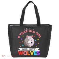 I'm Just A 8 Year Old Who Loves Wolves Wolf Lover Tote Bag thumb 0