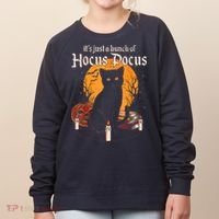 It's Just A Bunch Of Hocus Pocus Funny Halloween Black Cat Women's Sweatshirt thumb 0