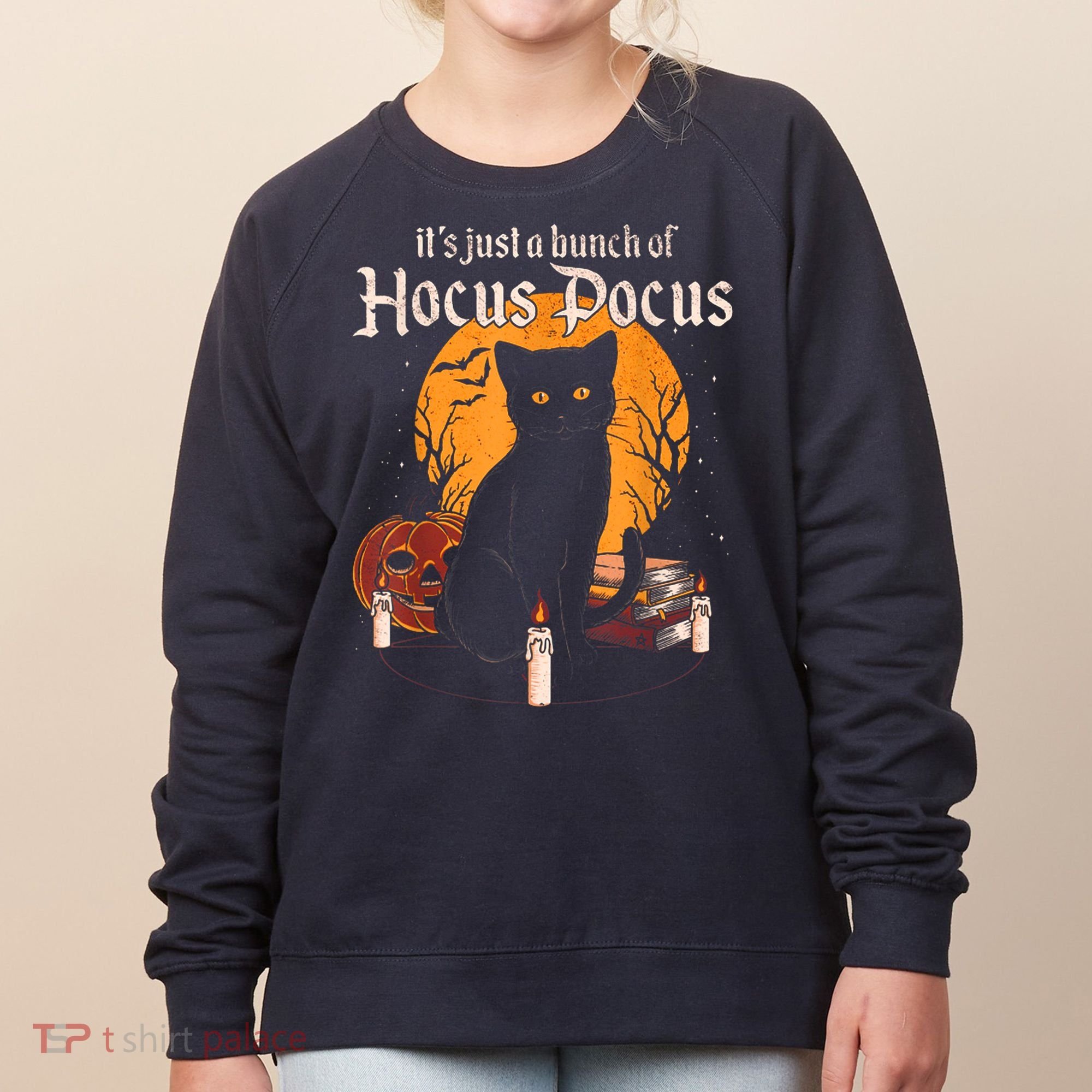 It's Just A Bunch Of Hocus Pocus Funny Halloween Black Cat Women's Sweatshirt