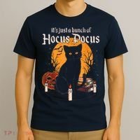 It's Just A Bunch Of Hocus Pocus Funny Halloween Black Cat T-Shirt thumb 3