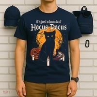 It's Just A Bunch Of Hocus Pocus Funny Halloween Black Cat T-Shirt thumb 6