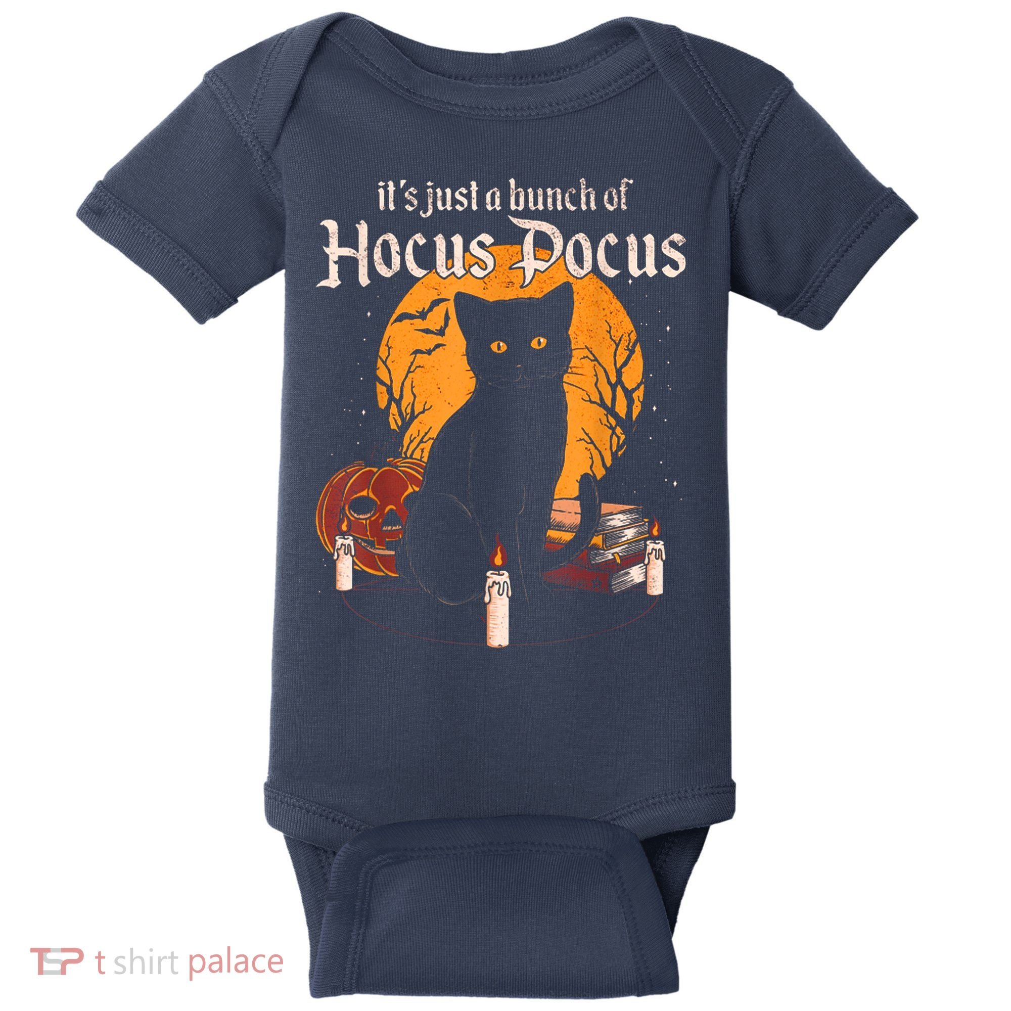 It's Just A Bunch Of Hocus Pocus Funny Halloween Black Cat Baby Bodysuit