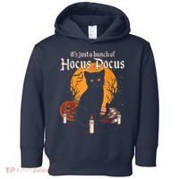 It's Just A Bunch Of Hocus Pocus Funny Halloween Black Cat Toddler Hoodie thumb 0
