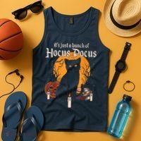 It's Just A Bunch Of Hocus Pocus Funny Halloween Black Cat Tank Top thumb 4