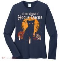 It's Just A Bunch Of Hocus Pocus Funny Halloween Black Cat Women's Long Sleeve Shirt thumb 0
