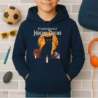 It's Just A Bunch Of Hocus Pocus Funny Halloween Black Cat Kids Hoodie thumb 2