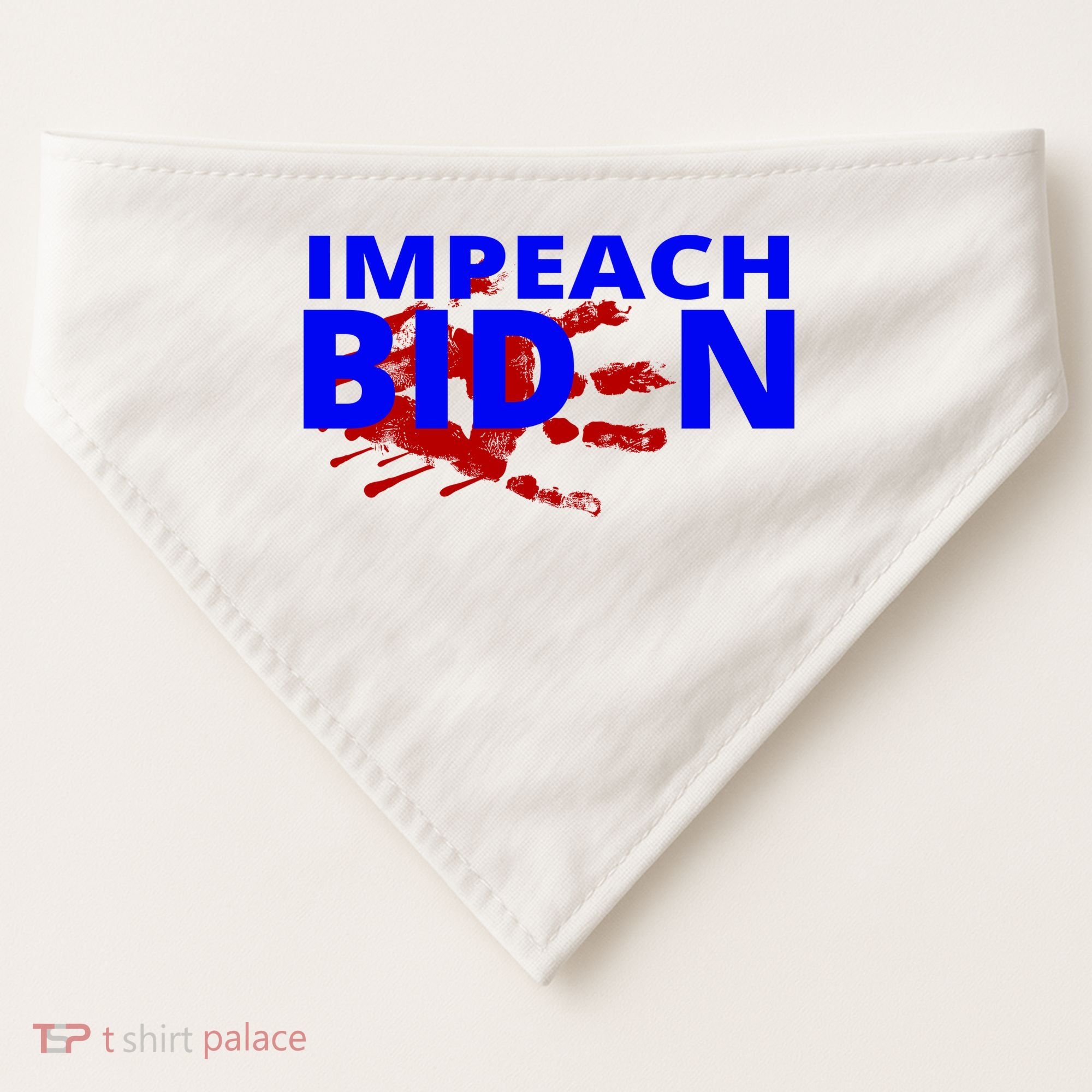 Impeach Joe Biden Bloody Handprint USA-Made Doggie Bandana