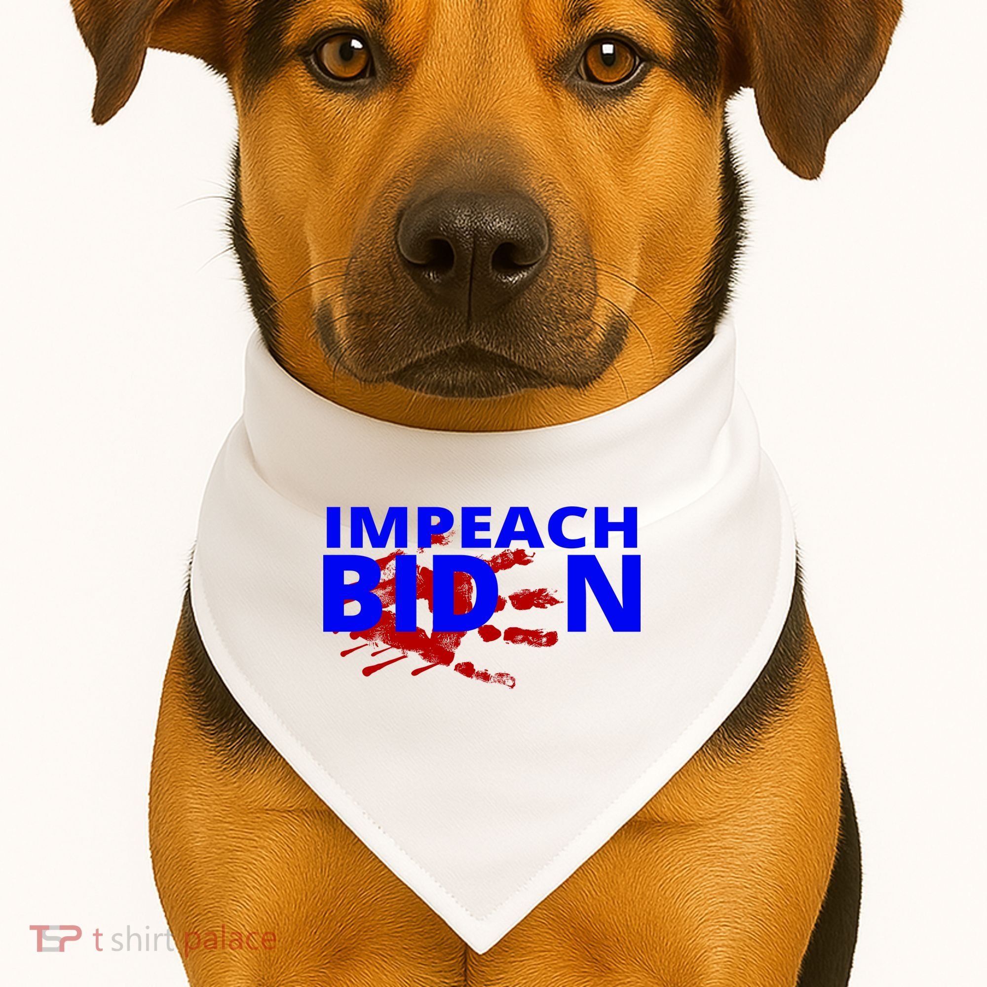 Impeach Joe Biden Bloody Handprint USA-Made Doggie Bandana