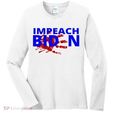 Impeach Joe Biden Bloody Handprint Women's Long Sleeve Shirt