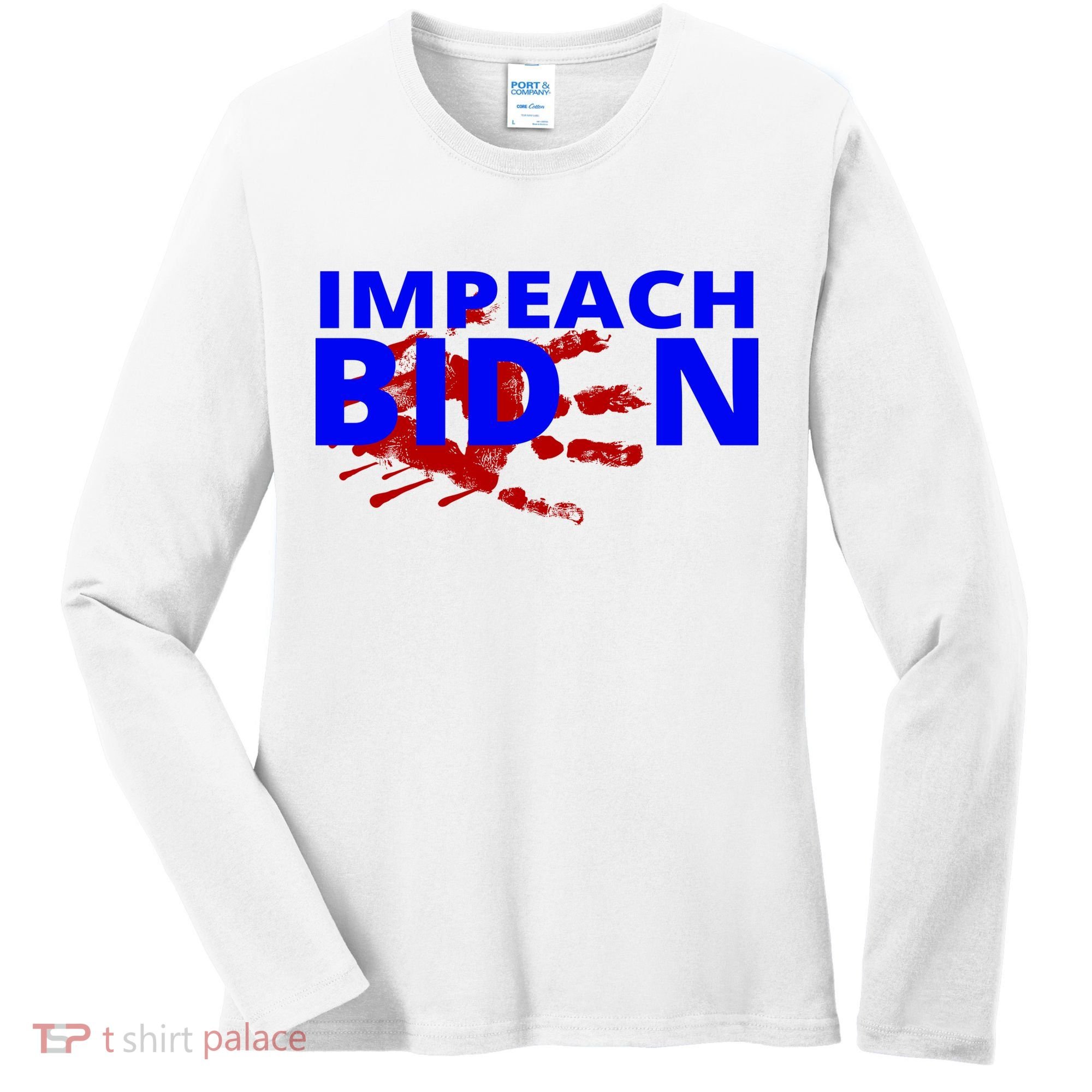 Impeach Joe Biden Bloody Handprint Women's Long Sleeve Shirt