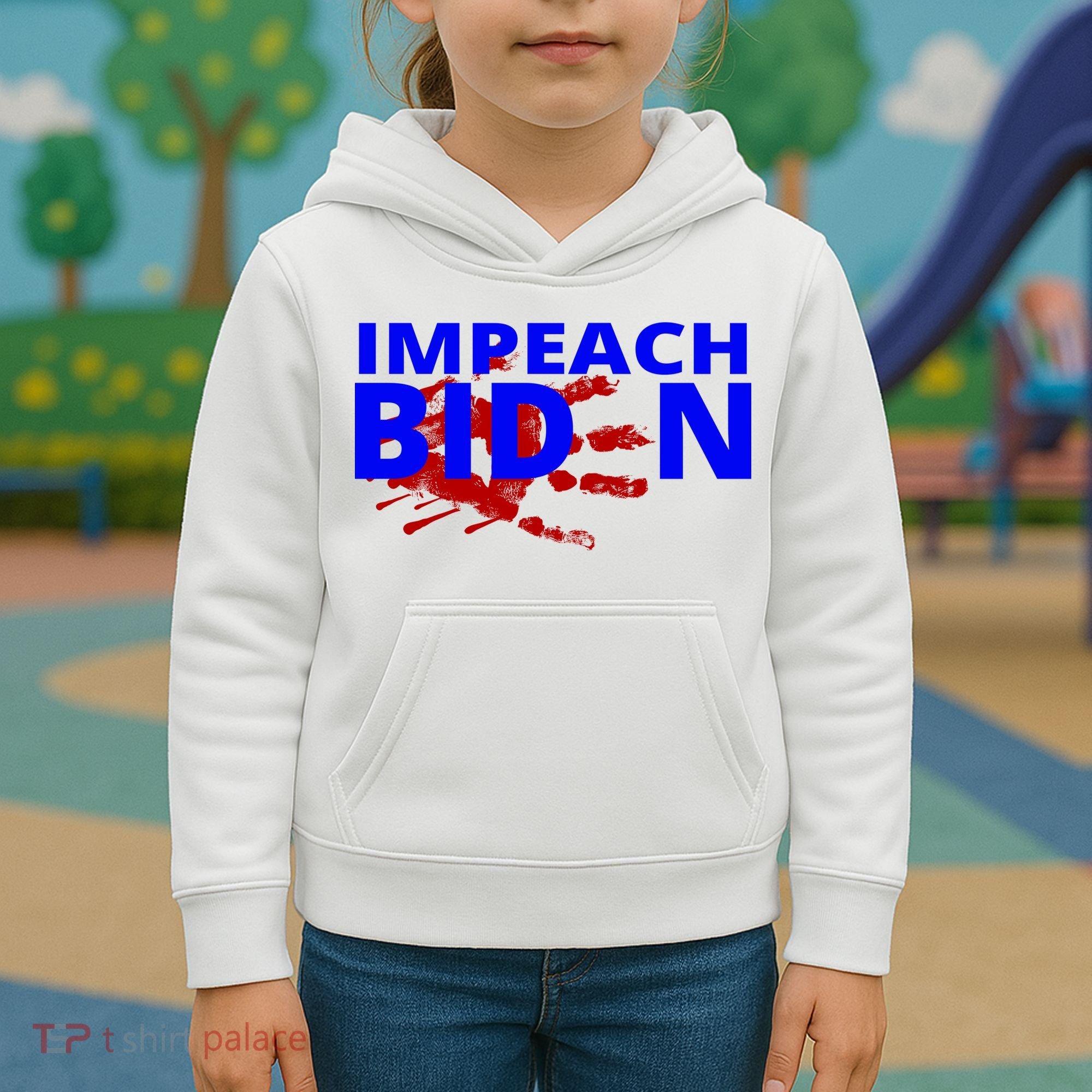 Impeach Joe Biden Bloody Handprint Kids Hoodie