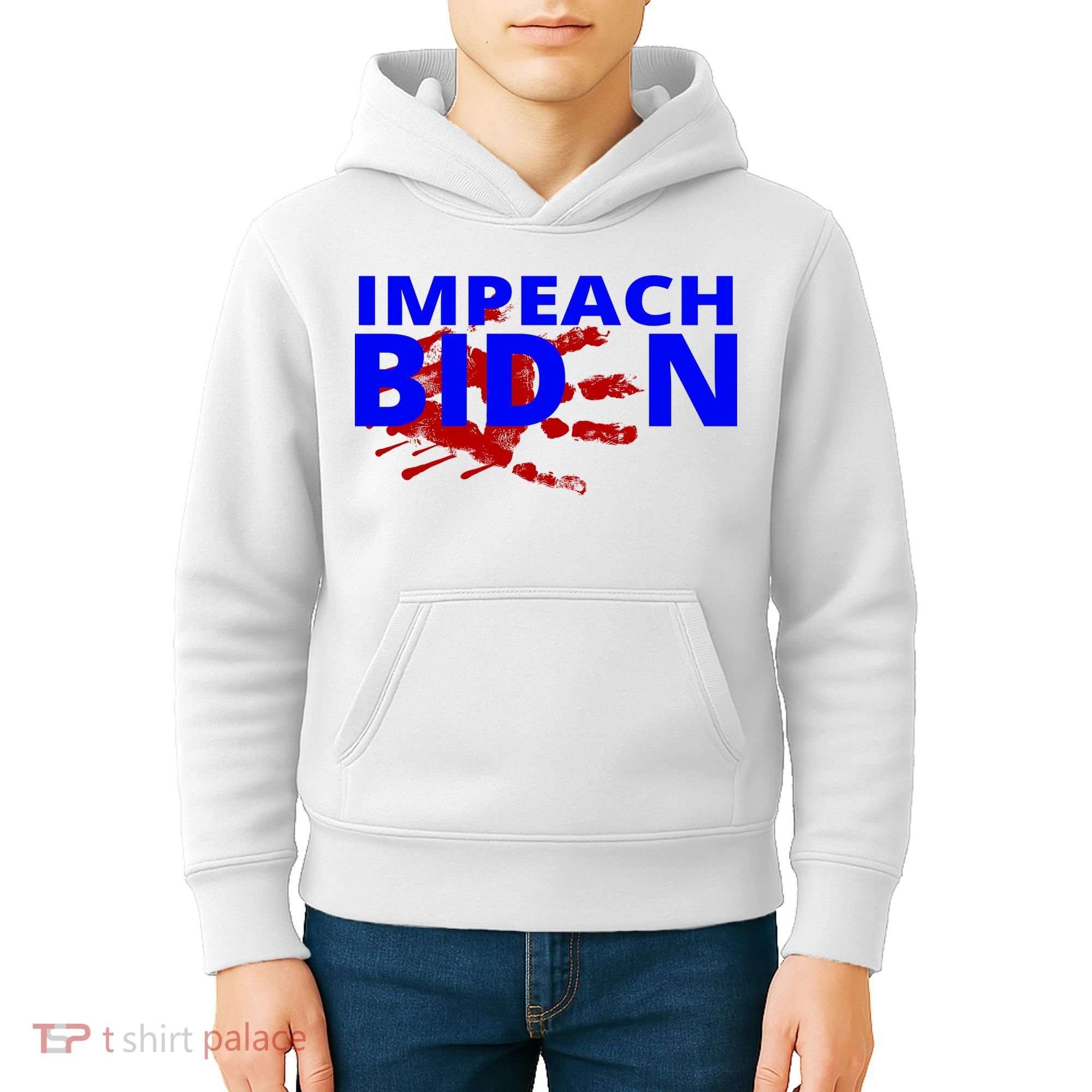 Impeach Joe Biden Bloody Handprint Kids Hoodie