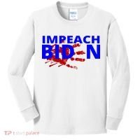 Impeach Joe Biden Bloody Handprint Kids Long Sleeve Shirt thumb 0