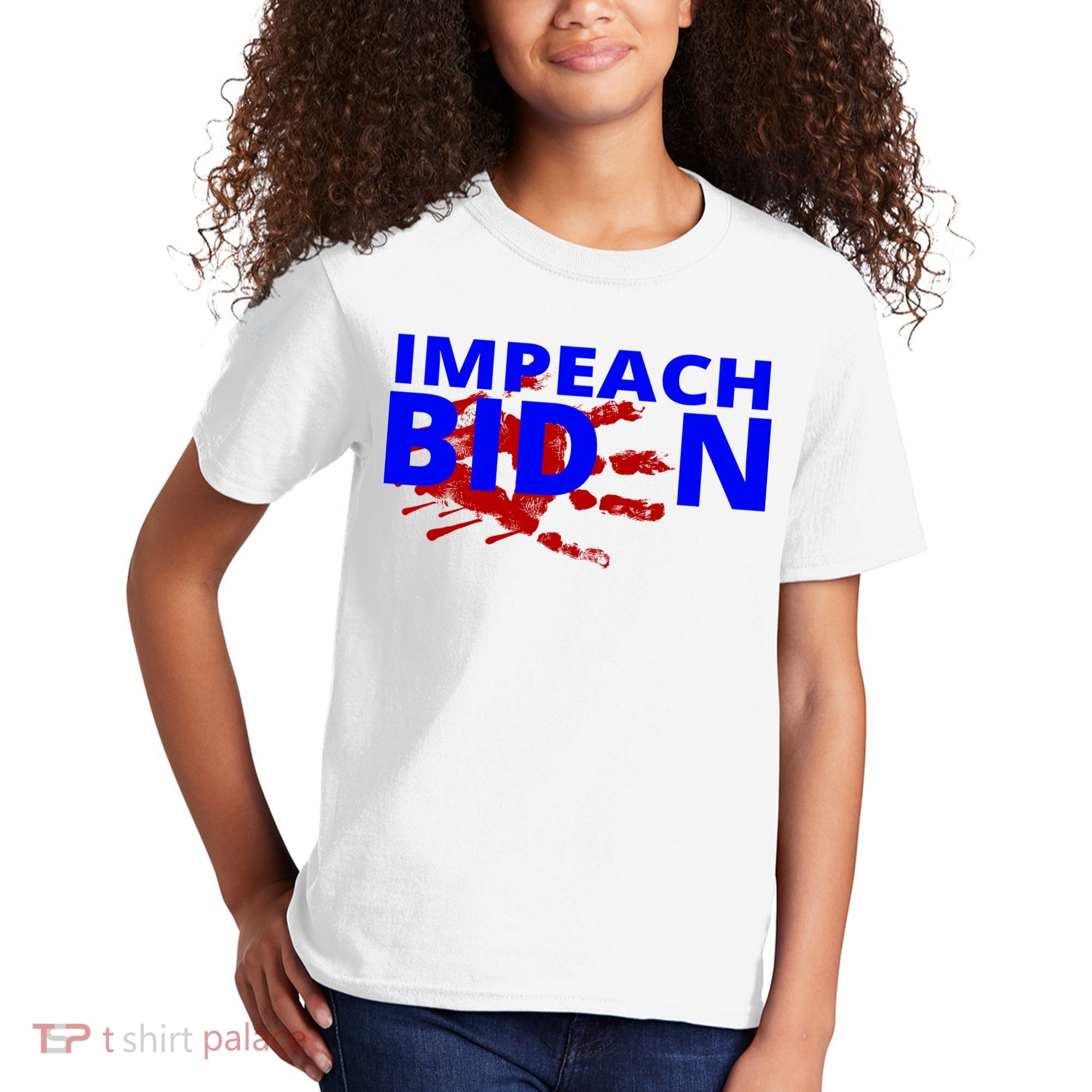 Impeach Joe Biden Bloody Handprint Kids T-Shirt