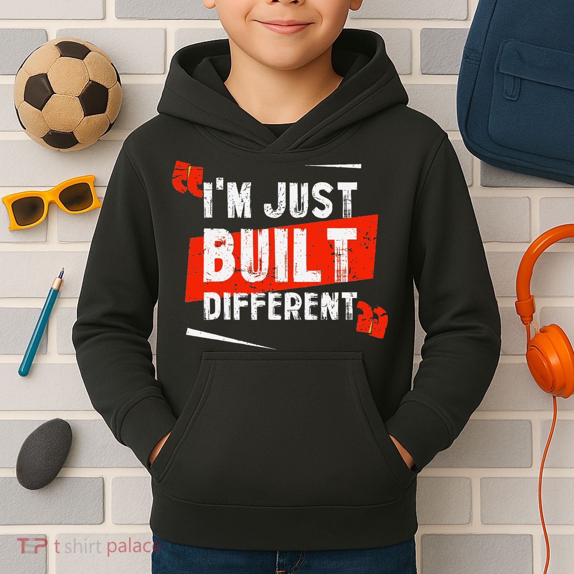 IM Just Built Different Kids Hoodie