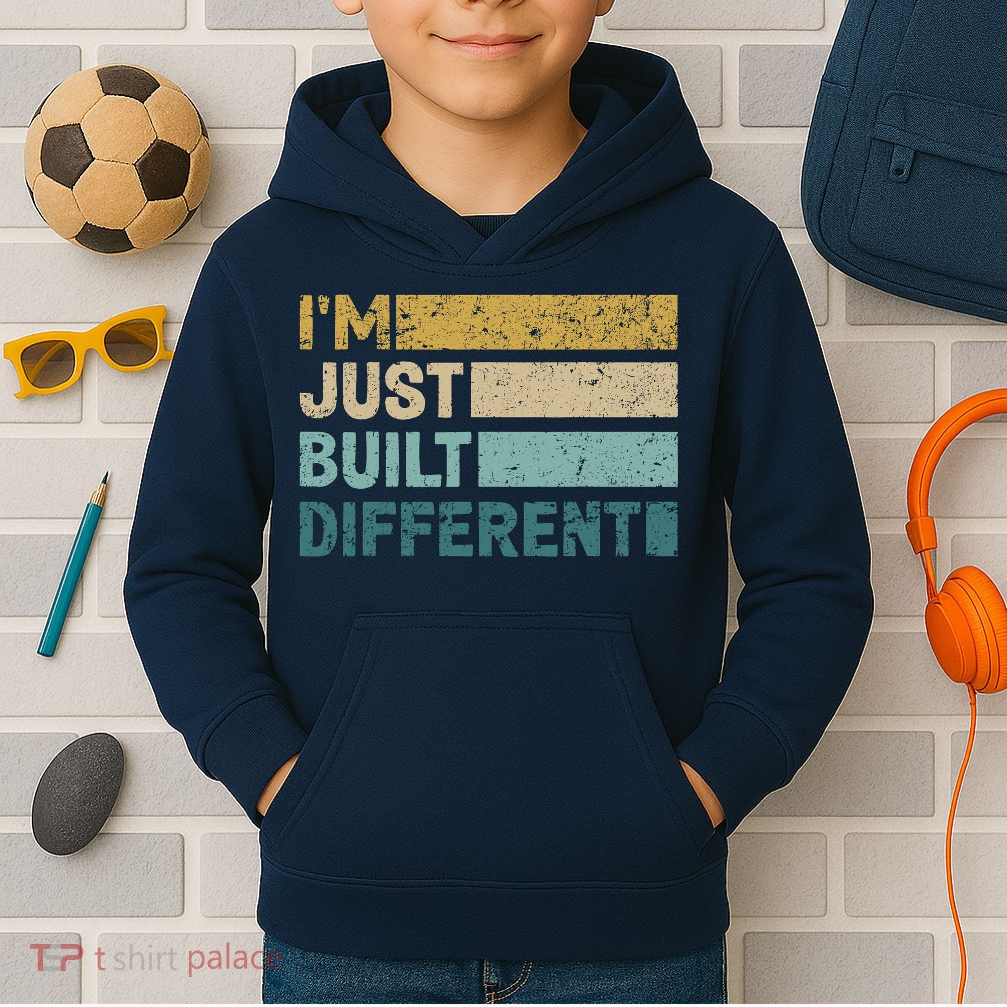 IM Just Built Different Kids Hoodie