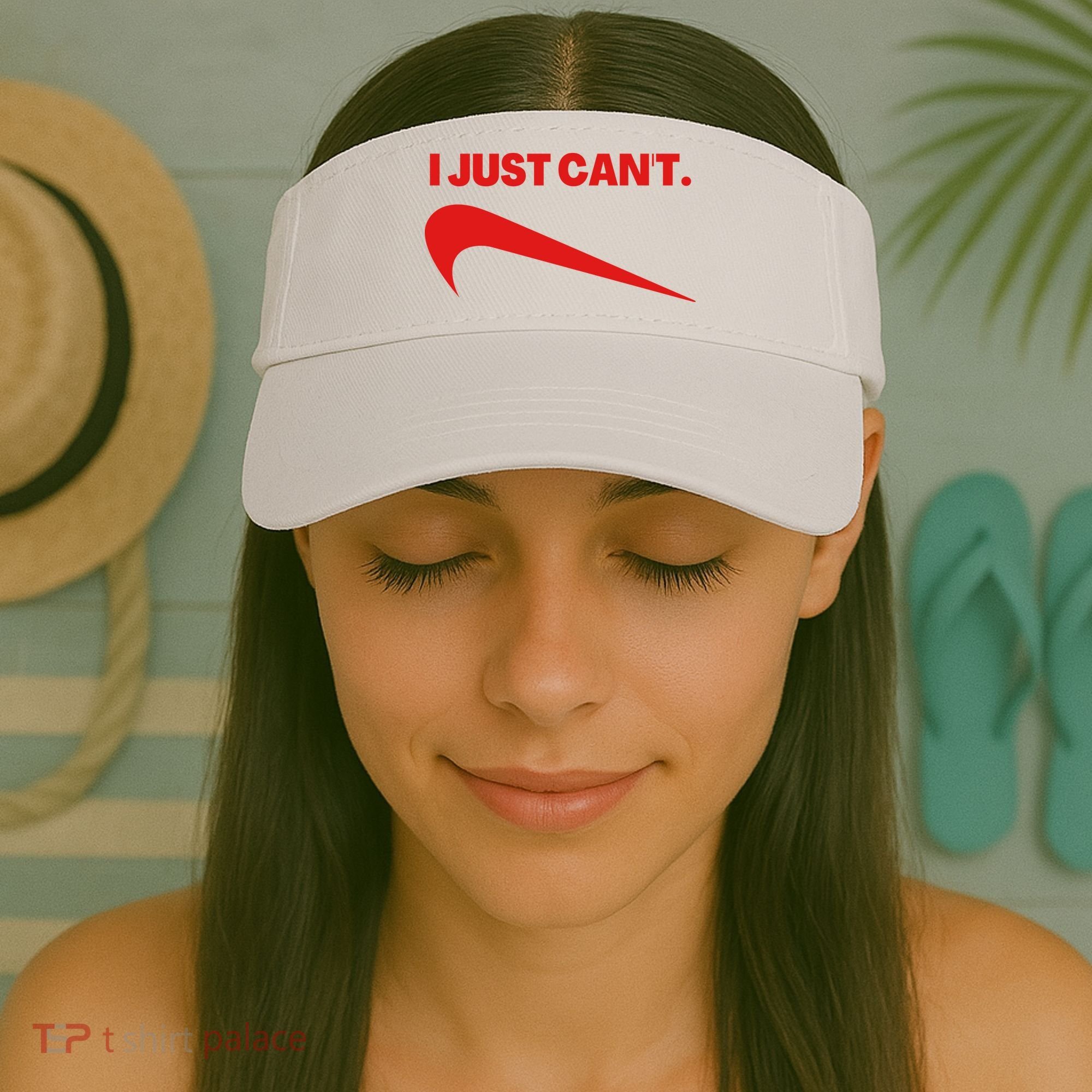 I Just Can't Funny Humor Spoof Parody Slogan Visor