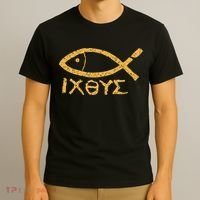 Ichthys Jesus Christ Son Of God Savior Ancient Fish Symbol T-Shirt thumb 3