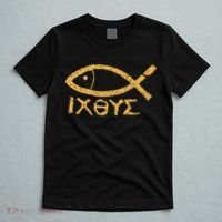 Ichthys Jesus Christ Son Of God Savior Ancient Fish Symbol T-Shirt thumb 5