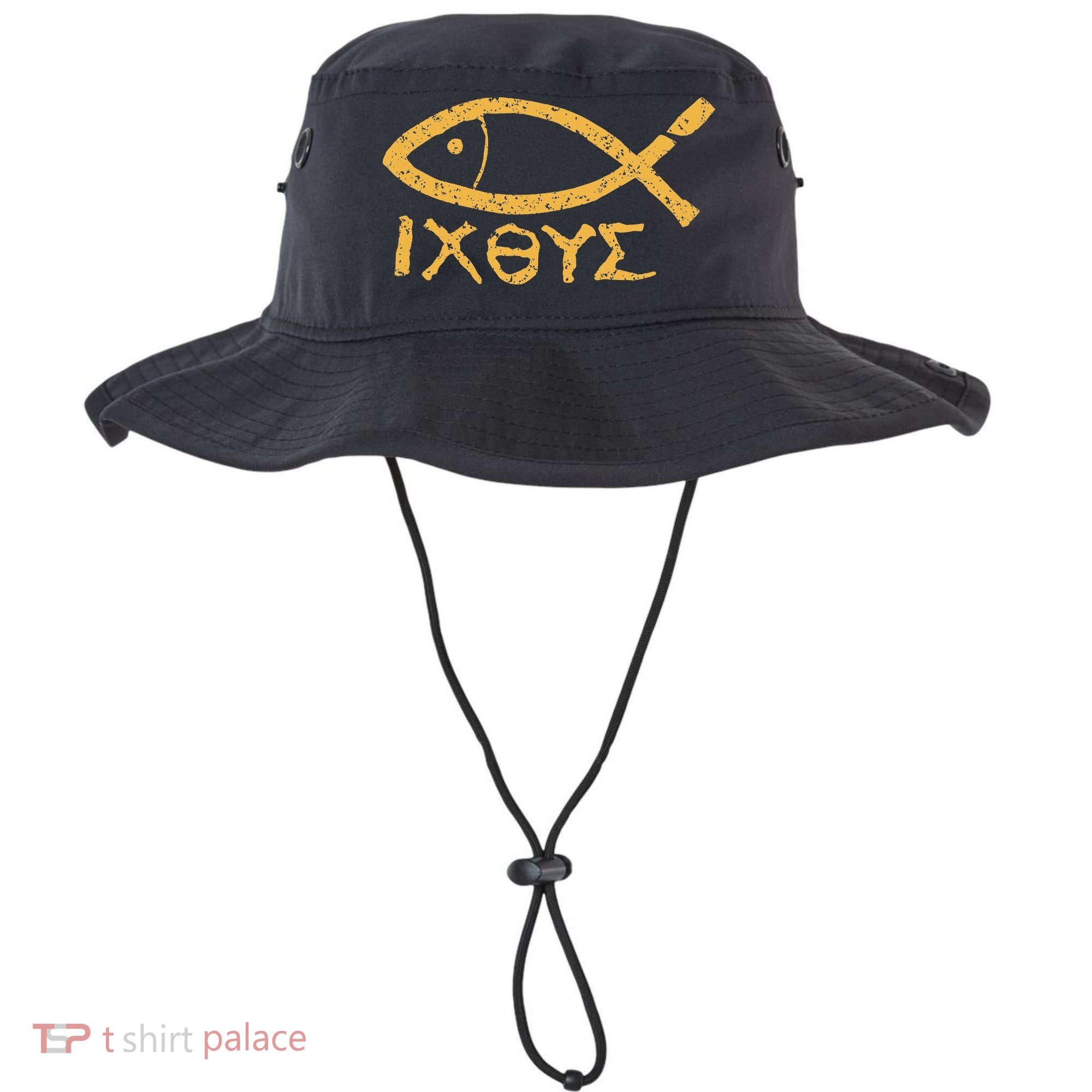 Ichthys Jesus Christ Son Of God Savior Ancient Fish Symbol Bucket Hat