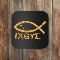 Ichthys Jesus Christ Son Of God Savior Ancient Fish Symbol Coaster thumb 0
