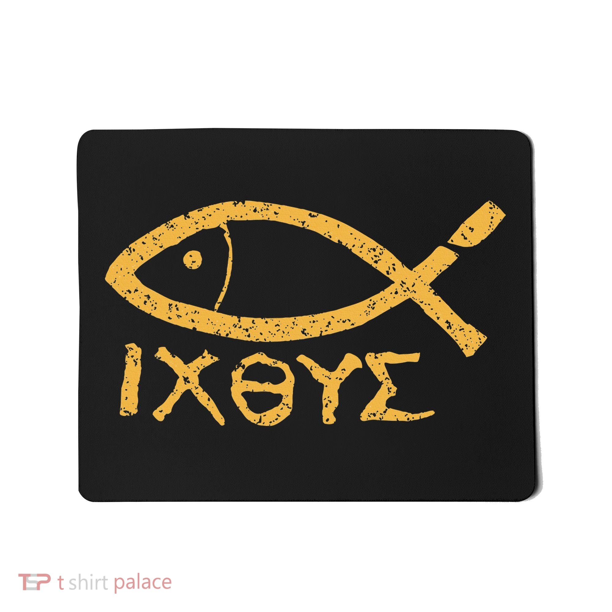 Ichthys Jesus Christ Son Of God Savior Ancient Fish Symbol Mousepad