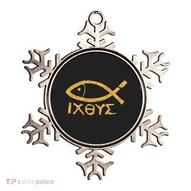 Ichthys Jesus Christ Son Of God Savior Ancient Fish Symbol Ornament