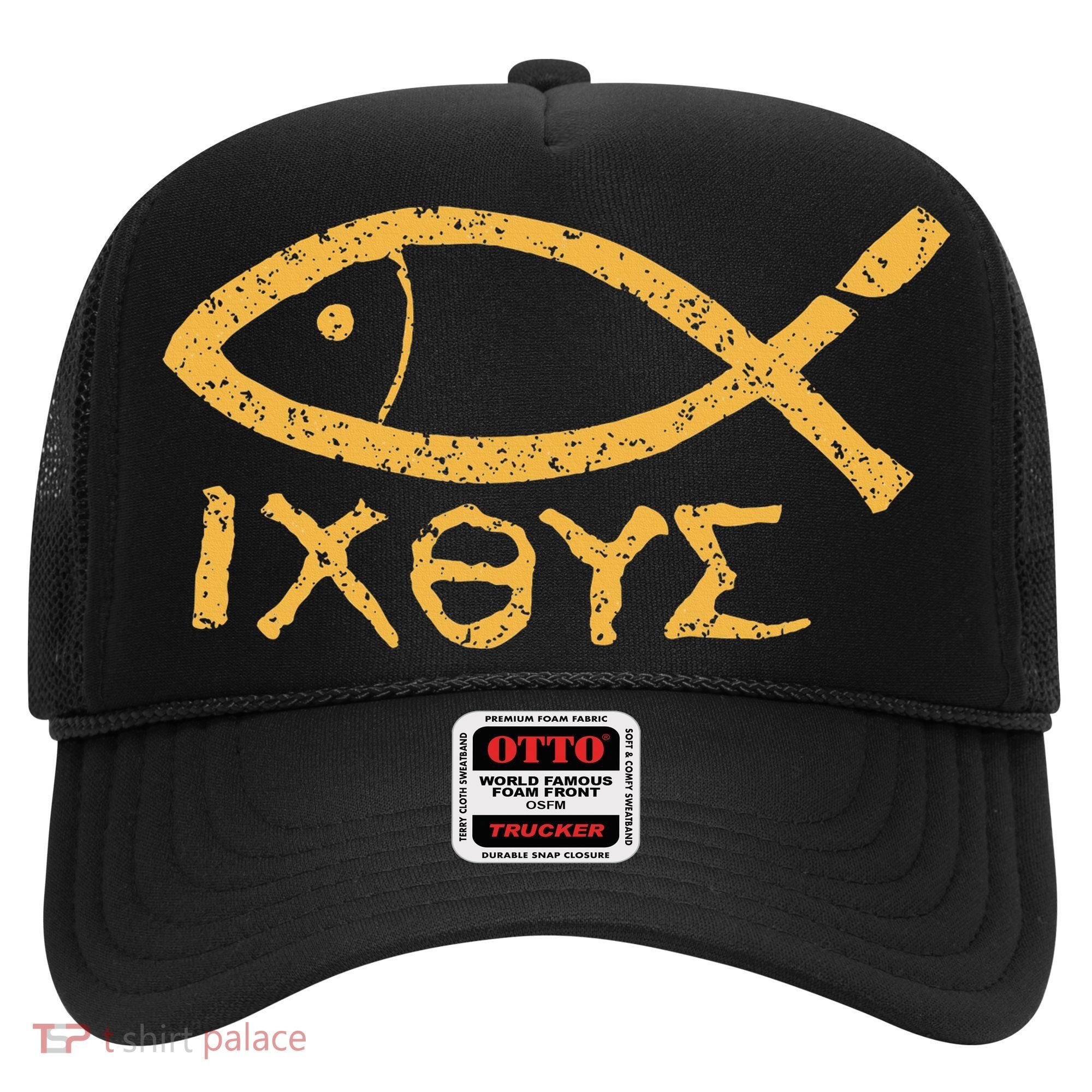 Ichthys Jesus Christ Son Of God Savior Ancient Fish Symbol Hat