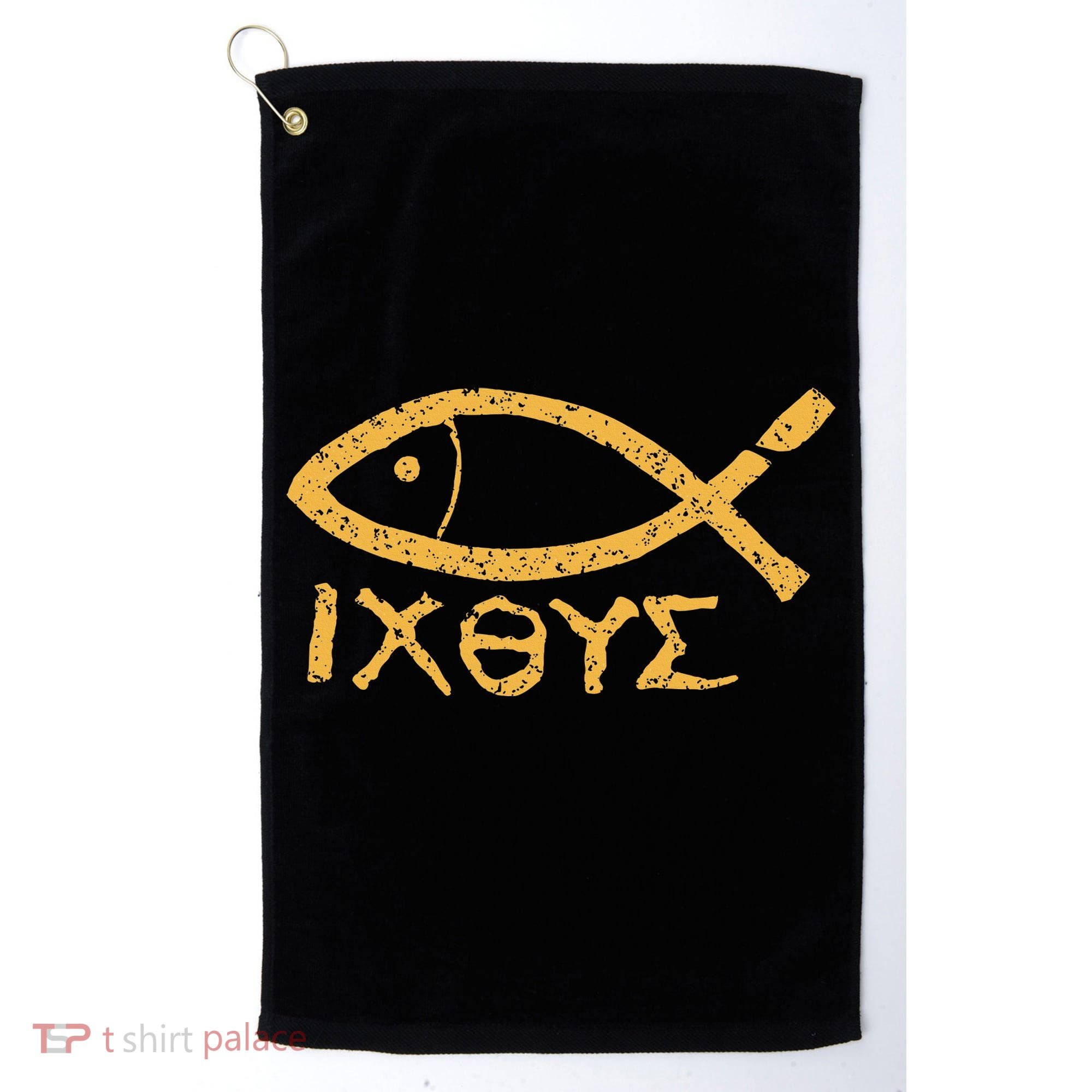 Ichthys Jesus Christ Son Of God Savior Ancient Fish Symbol Golf Towel