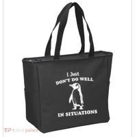 I Just Dont Do Well In Situations Funny Penguin Tote Bag thumb 2
