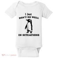 I Just Dont Do Well In Situations Funny Penguin Baby Bodysuit thumb 0