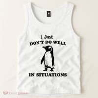 I Just Dont Do Well In Situations Funny Penguin Tank Top thumb 2