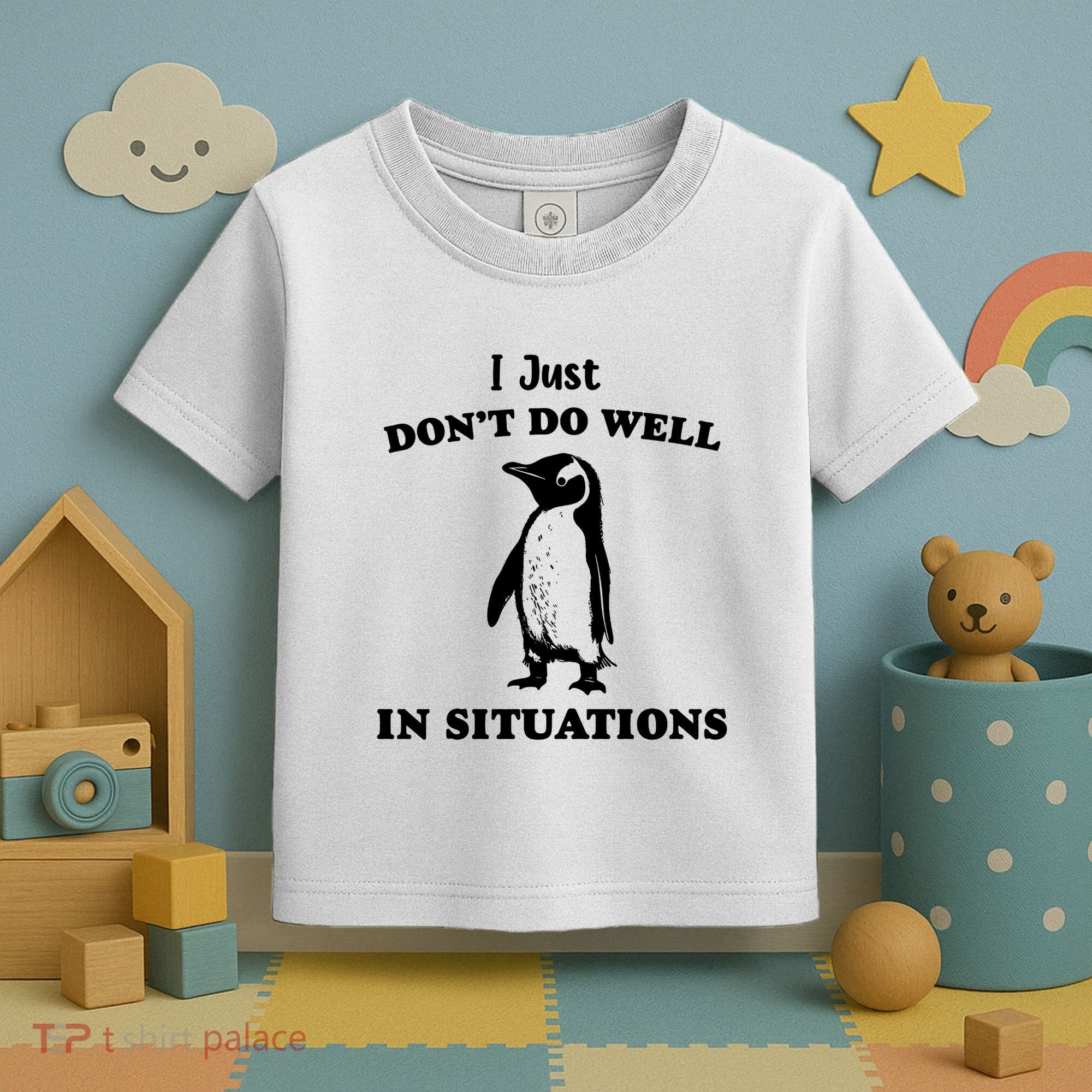 I Just Dont Do Well In Situations Funny Penguin Toddler T-Shirt