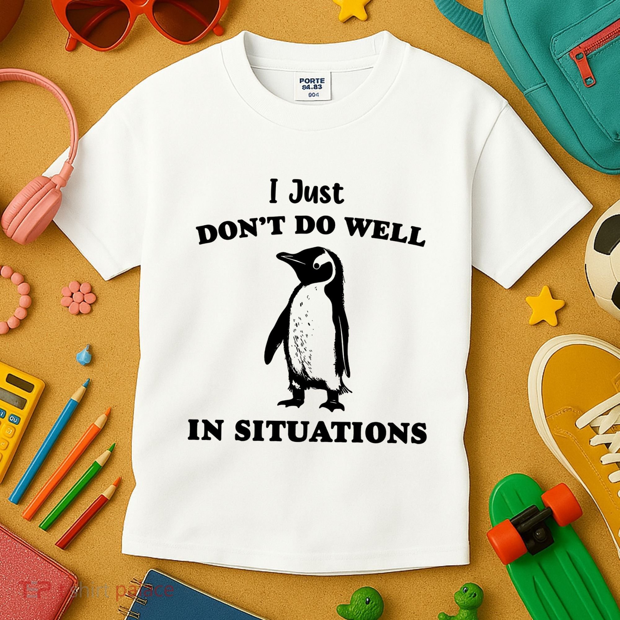I Just Dont Do Well In Situations Funny Penguin Kids T-Shirt